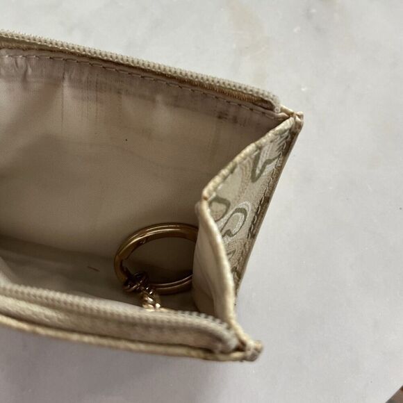 Coach Waverly Hearts Mini Card Wallet in Light Cream Khaki & Gold - Picture 7 of 9